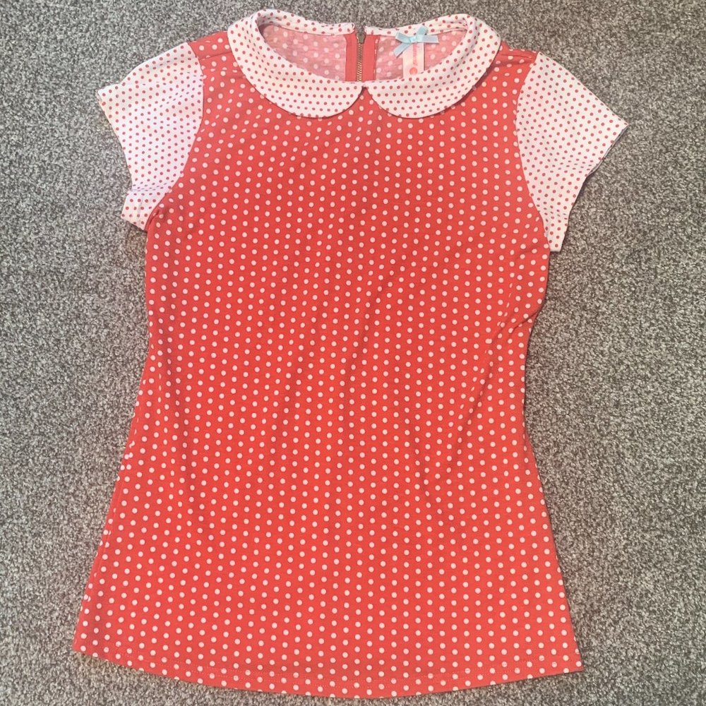 Downeast red polka-dot top